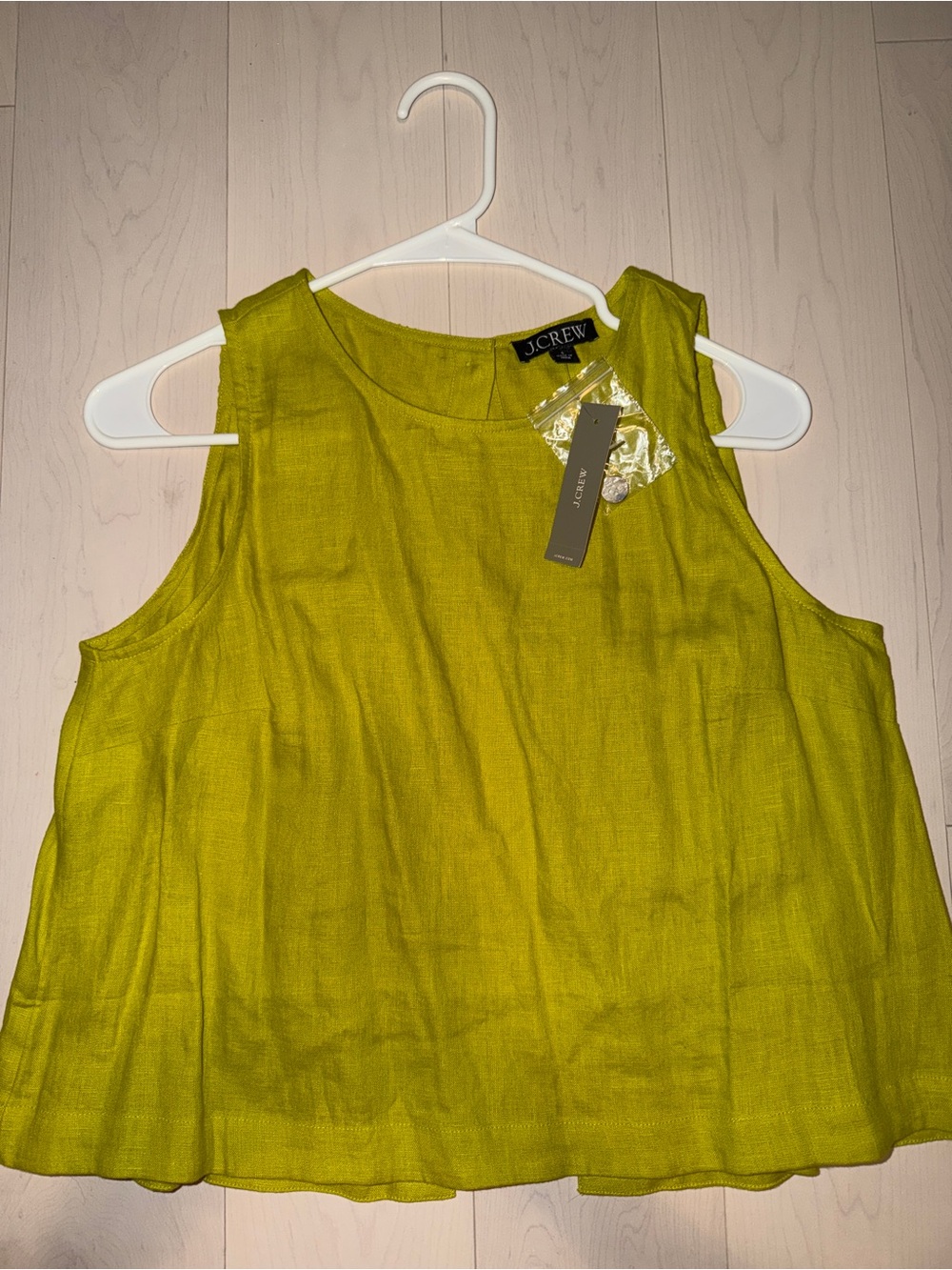 J. Crew Sleeveless Linen Blend Tank Top in Chartreuse Green
